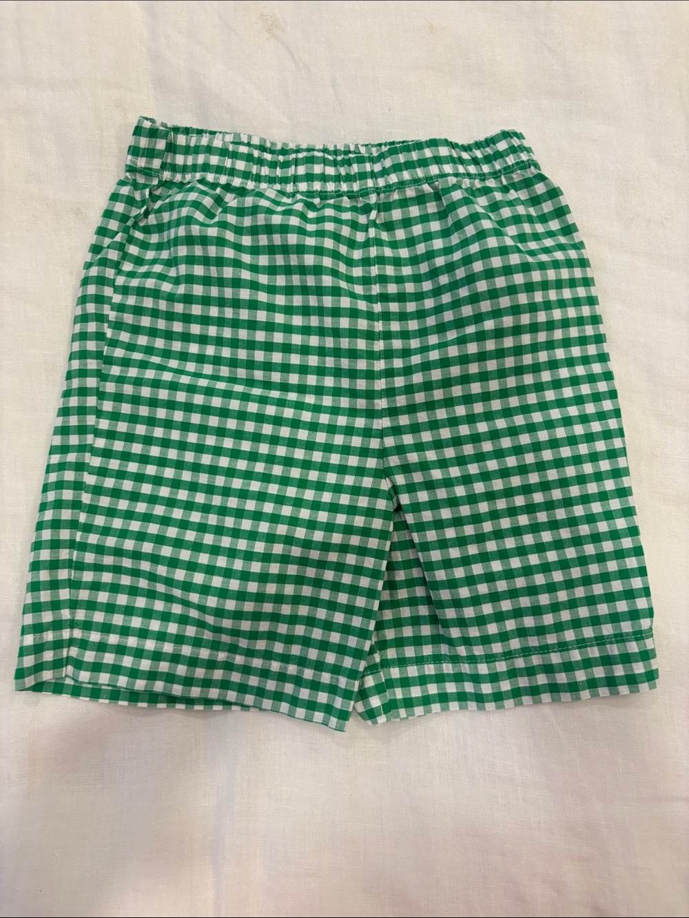 Green Gingham Elastic-Waist Kid's Shorts